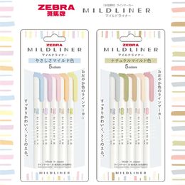 Markers 51025pcs Japan ZEBRA WKT7 Mildliner Double Ended Twin Tip Highlighter Set School Pastel Light Colour 5C RC NC 230803