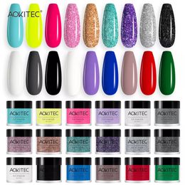 Nail Glitter Aokitec Dip Powder Dipping French Art Starter Manicure Salon DIY Red Blue Pink Purple Green Grey Black 1 OZ 230802