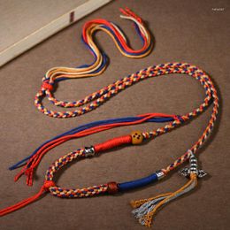 Pendant Necklaces Tibetan Hand Rub Cotton Rope Handmade DIY Necklace Hand-painted Thangka Beeswax Lanyard Braided Accessory