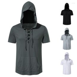 Men's T Shirts 2023 Summer Hooded Casual Fashion Basic Short Sleeve Solid Loose Large Personality Versatile T-shirt