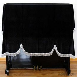 Dust Cover Foldable Soft Washable Gold Velvet Piano Cover with Tassel Decor Piano Dust-proof Cover Dust Guard Tool for Upright Piano R230803