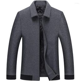 Men's Jackets Men Cashmere Wool Coats Business Casual Lapel High Quality Male Spring Autumn Black Clothing 4XL