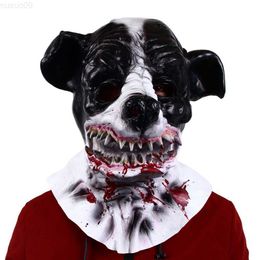 Party Masks Beast Mask Cosplay Latex Face Horror Bloody Adult Halloween Scary Devil Dog Fancy Dress Costume Props L230803