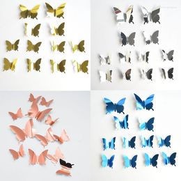 Party Decoration 12pcs Sparkling Butterfly Wall Sticker For Home Decor Metal Texture Art Diy Craft Wedding Birthday Supplies