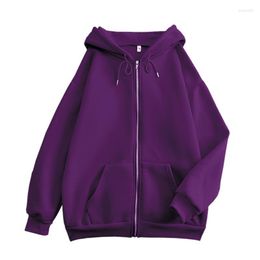 Women's Hoodies Hoodie Harajuku Korean Loose Oversized Sweatshirt Retro Solid Long Sleeve Casual Tops Zipper Coat Y2k Aesthetic Dress