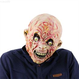 Party Masks Halloween Scary Zombie Devil Mask Horror Bloody Mask Full Head Realistic Latex Mask Adult Party Decoration Props L230803