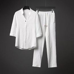 Men's Tracksuits 2023 Summer Style Men Fashion Casual Solid Colour Tshirt Suit Mens Twopiece Set 5xl 230802