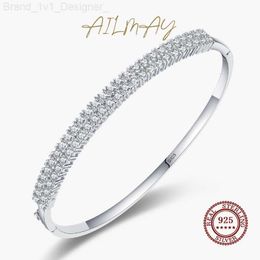 Charm Bracelets Ailmay Solid 925 Sterling Silver Classic Luxury Full Cubic Zirconia Bracelets For Women Girls Anti-allergy Fine Jewellery Gifts L230804