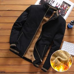 Men's Jackets Men Autumn Winter Style Plus Velvet Thick Korean Version Slim Classic Stand Collar Fashion Casual Trend Coat Parkas