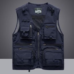 Men's Vests Waistcoat Vest Jacket Men Multi-Pocket Classic Male Sleeveless Coat Outdoor Pographer Fishing Jackets 5XL Vest Travel Clothes 230803