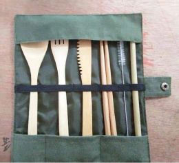 Wooden Dinnerware Set Bamboo Soup Knife Catering Cutlery Set with Cloth Bag Kitchen Cooking Tools Utensil 30pcs Wooden Dinnerware Set Bamboo