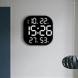 Wall Clocks Mounted Large LED Digital Clock Dual Alarms Temp Date Display Electronic With Remote Control For Home Bedroom