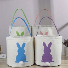 Party Favour Easter Bunny Baskets 4 Colours INS Egg Candies Bucket Storage Bag Rabbit Ears Gift Handbags Party Supplies Sea Shipping Q393