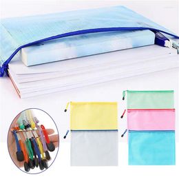 Storage Bags A4/A5/A6Mesh Zipper Pouch Waterproof Plastic Document Multipurpose For Travel Office Appliances Home Organise