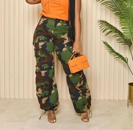 Women's Pants Women Fashion Camouflage Long Cargo Multi Pocket Side Safari Style Jogger 2023 Summer Street Trousers