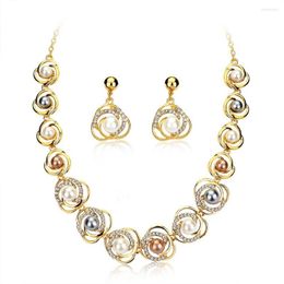 Necklace Earrings Set Trends Star Ring Earring And For Women Inlaid Pearl Party Wedding Jewellery