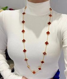 Designer dupe elegante colar de trevo charme diamante sier pendente de ágata 20 flores de quatro folhas de quatro folhas para garotas de jóias de noivado de namorado presente