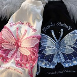 Women's TShirt Summer embroidery butterfly couple super large size cotton shortsleeved Tshirt men and women fashion ins cute college wind top 230802