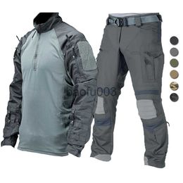 Men's Tracksuits Tactical Military Suit UF Combat Shirts Pants Set Men Field Training Camouflage FROG Scouting Police Uniform CS Airsoft Shot Kit J230803