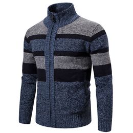 Men's Sweaters Autumn Winter Cardigan Men Sweaters Jackets Coats Fashion Striped Knitted Cardigan Slim Fit Sweaters Coat Mens Clothing 230803