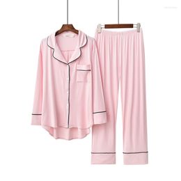 Women's Sleepwear Modal Casual Summer Pijama Women Simple V-neck Wide Leg Pants Pyjamas Set Home Service Loose Comfortable