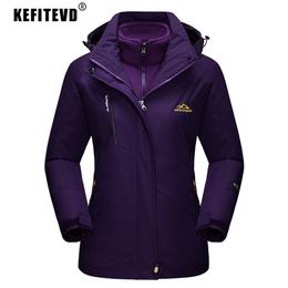 Men's Jackets KEFITEVD 2 in1 Women's Winter Ski Jackets Fleece Warm Thermal Snow Waterproof Jacket Hiking Clothing Outdoor Windbreaker Coats 230803