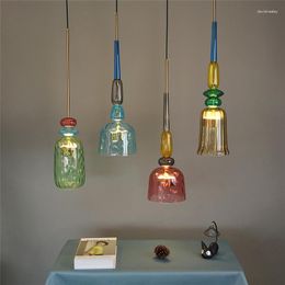 Pendant Lamps Nordic Colorful Candy Lights Modern Bedroom Children Room Glass Hanging Fixtures Kitchen Restaurant