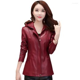 Women's Leather Spring Autumn Genuine Jacket Women Clothes 2023 Slim Hooded Real Ladies Long Sleeves Sheepskin Coats 5XL