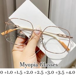 Sunglasses Fashion Metal Myopia Glasses For Women Men Anti Blue Light Ultralight Near Sight Eyeglasses Optical Prescription Eyewear Diopter