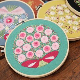 Chinese Style Products Easy DIY Embroidery Starter for Beginner Flower Printed Pattern Cross Stitch Set Needlework Hoop Handmade Sewing Art Craft R230803