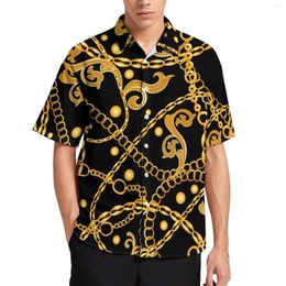 Men's Casual Shirts Golden Chain Vintage Print Vacation Shirt Summer Cool Blouses Man Graphic Plus Size 3XL 4XL