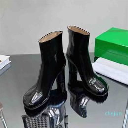 2023 Short Boots Cowhide Metal Women's Shoes Classic Thick Heel Leather Designer Fashion Shoes Large Size 35-40 US4-US9