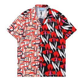 designer Fashion T Shirt Hawaii Floral Letter Print Beach Shirts Men's Designer Silk Bowling Shirt Casual Men Summer Short Sleeve Loose Button Up Shirts