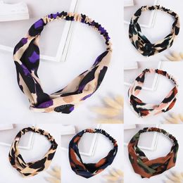 Tie-dye Floral Print Headbands For Girls Fashion Leopard Twisted Cross Knot Headwraps Turban Elastic Hairbands Hair Accessories