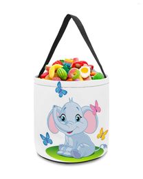 Storage Bags Cartoon Elephant Butterfly Basket Candy Bucket Portable Home Bag Hamper For Kids Toys Party Decoration Supplies