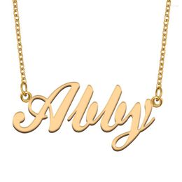 Anhänger Halsketten Abby Namenskette für Frauen Edelstahl Schmuck vergoldet Typenschild Kette Femme Mütter Freundin Geschenk