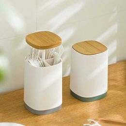 2pcs Toothpick Holders automatic press toothpick box Multi purpose toothpick holder with split cotton floss Creative household products