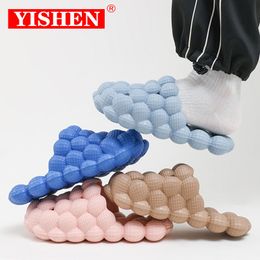 Slippers YISHEN Unisex Summer Slides For Women Indoor Slippers Bubble Slides Massage Litchi Sandals Fashion Designer Sandals Men Clogs 230802