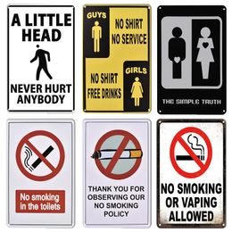 No Smoking Vintage Tin Sign Funny Toilet Metal Plate Warning Vedio Retro Plaque For Garage Danger Door Man Cave Home Room Restroom Wall Decor 30X20CM w01