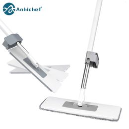 Mops Flat Squeeze Mop With Folding Bucket Hand Free Washing Microfiber Replacement Pad Automatic Spin Floor Mop Household Cleaning 230802