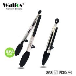 Cooking Utensils WALFOS 22 CM And 30CM Food Grade 100% Silicone Food Tong Kitchen Tongs Utensil Cooking Tong Clip Clamp Salad Serving BBQ Tools 230802