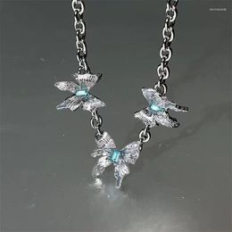 Link Bracelets Fashion Blue Gem 3 Piece Butterfly Stainless Steel Bracelet Guardian Love Way Jewelry