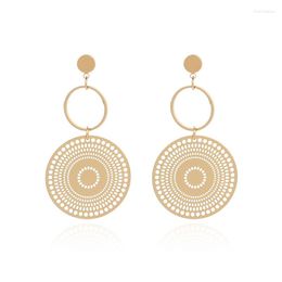 Dangle Earrings Hollow Out Geometric Circle The West N National Wave Round For Women Jewellery Accessory