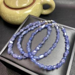 Strand Natural Freeform Tanzanite Bracelet Streche Elastic Cord Pulserase Healing Jewellery Beads Lovers Woman Holiday Gift 1PCS