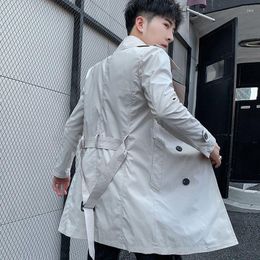 Men's Trench Coats Spring Men Fashion Style Long Mens Casual Outerwear Jackets Windbreaker Brand Clothing 2023 Q600
