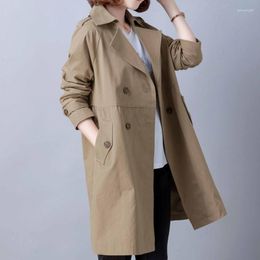 Women's Trench Coats Spring And Autumn Mid-length Korean Style Loose Khaki Double Breasted Windbreaker Clothing 2023 Coat