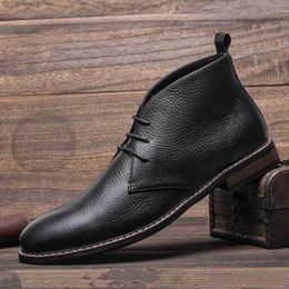 Boots Genuine leather men's boots fashionable and comfortable 2023 brand ankle leather boots #KD585 Z230803