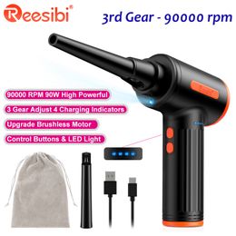 Vacuums Reesibi 90000RPM Air Duster Electric Cordless Blower Compressed Cans Cleaning For Computer Keyboard Car USB Brushless R5 230802