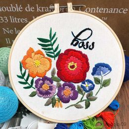 Chinese Style Products Colourful Flower Embroidery DIY Needlework Houseplant Needlecraft for Beginner Cross Stitch R230803