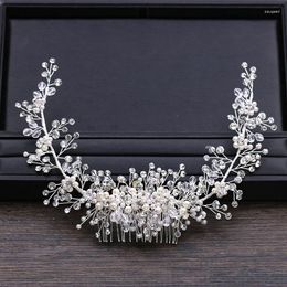 Hair Clips Rhinestone Hairpin Side Comb Wedding Accessories For Women Silevr Color Pearl Clip Fork Headwear Bridal Tiaras Jewelry